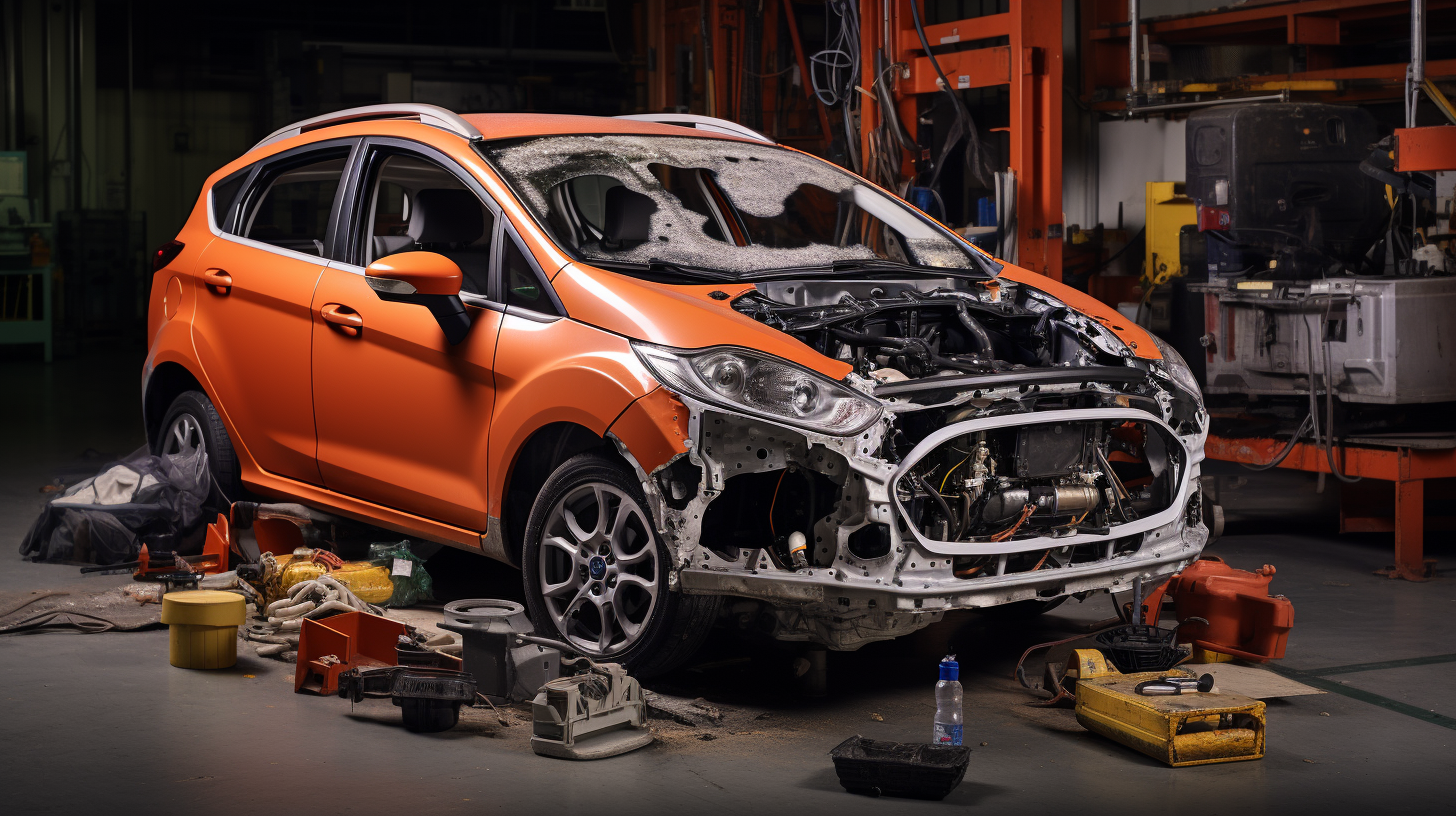 Gedemonteerde sloopauto